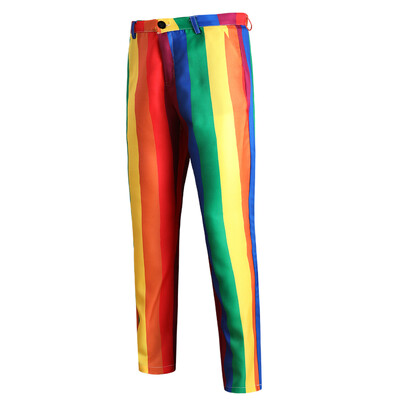 Rainbow Strips Print Kelnės vyrams Mada Verslo Kasdieninės Kelnės Vyriškos Kostiumo Kelnės Vestuvių Vakarėlis Socialiniai drabužiai Kvėpuojantys 4