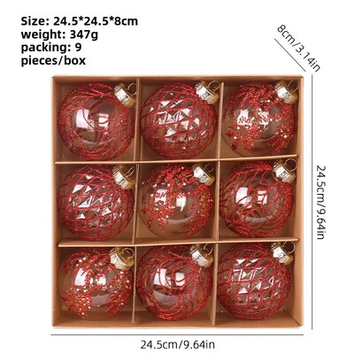 Premium Διαφανή Χρωματιστή Χριστουγεννιάτικη Μπάλα Διακοσμητικά για κατοικίδια 8cm Χριστουγεννιάτικο κουτί δώρου Παράθυρο Κρεμαστή μπάλα δέντρου