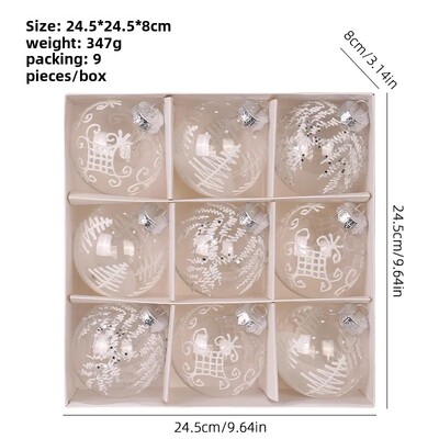 Premium Διαφανή Χρωματιστή Χριστουγεννιάτικη Μπάλα Διακοσμητικά για κατοικίδια 8cm Χριστουγεννιάτικο κουτί δώρου Παράθυρο Κρεμαστή μπάλα δέντρου