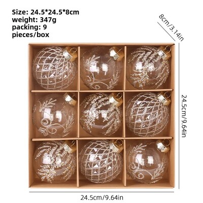 Premium Διαφανή Χρωματιστή Χριστουγεννιάτικη Μπάλα Διακοσμητικά για κατοικίδια 8cm Χριστουγεννιάτικο κουτί δώρου Παράθυρο Κρεμαστή μπάλα δέντρου