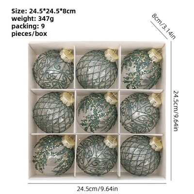 Premium Διαφανή Χρωματιστή Χριστουγεννιάτικη Μπάλα Διακοσμητικά για κατοικίδια 8cm Χριστουγεννιάτικο κουτί δώρου Παράθυρο Κρεμαστή μπάλα δέντρου