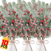 10/2 vnt. dirbtinių pušies kankorėžių vainiko rinktukai dekoro adatoms girlianda Gėlių kalėdinės šakelės darbastalio puošmena rudens uogų stiebas