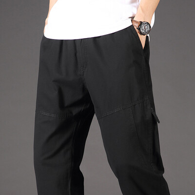 Férfi overál Pamut tehernadrág Alkalmi sport melegítőnadrág Stretch derék munka Utility Dungarees fekete edzőnadrág kocogó nadrág