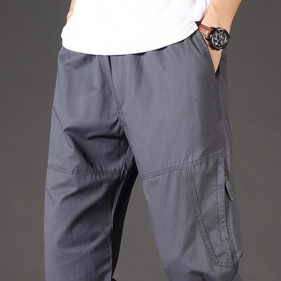 Férfi overál Pamut tehernadrág Alkalmi sport melegítőnadrág Stretch derék munka Utility Dungarees fekete edzőnadrág kocogó nadrág