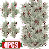 4/1 vnt Dirbtinio kedro raudonų uogų šakelės, rankų darbo „pasidaryk pats“ vainikas Kalėdų eglutės vakarėlio dekoro papuošalai, namų Kalėdų dekoravimo reikmenys