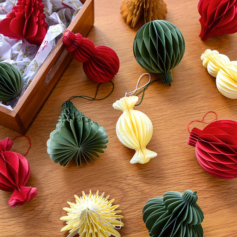 1 db karácsonyi papír méhsejt golyós medál karácsonyfára függő díszek üreges lámpás labda újévi Navidad ajándék otthoni dekoráció