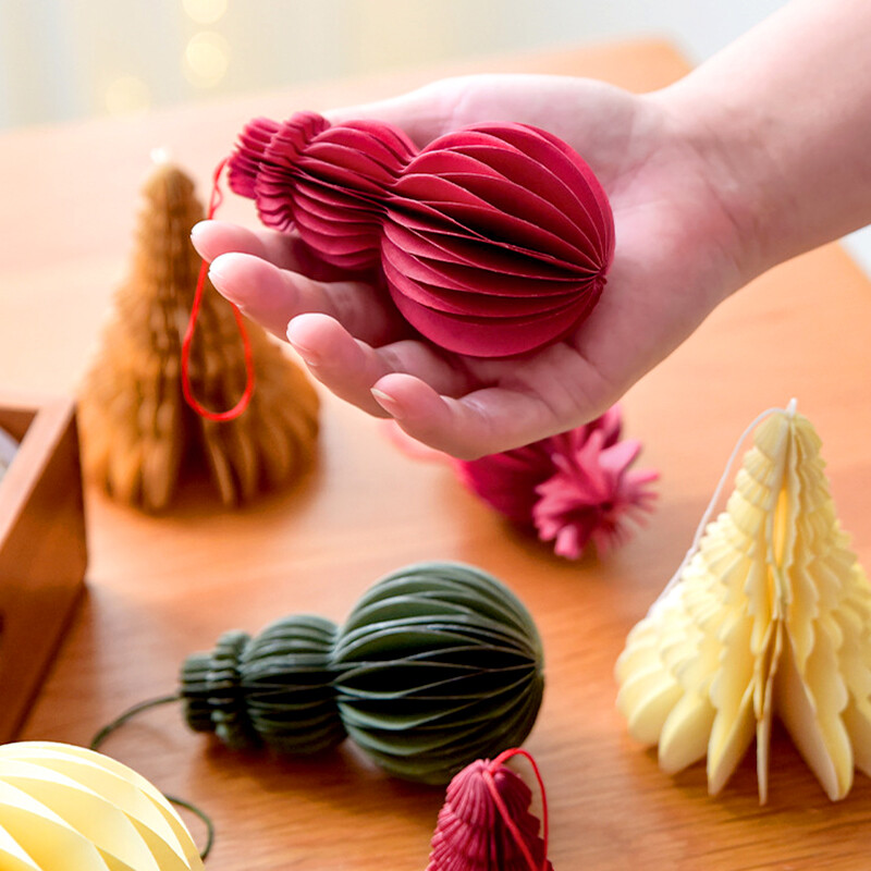 1 db karácsonyi papír méhsejt golyós medál karácsonyfára függő díszek üreges lámpás labda újévi Navidad ajándék otthoni dekoráció