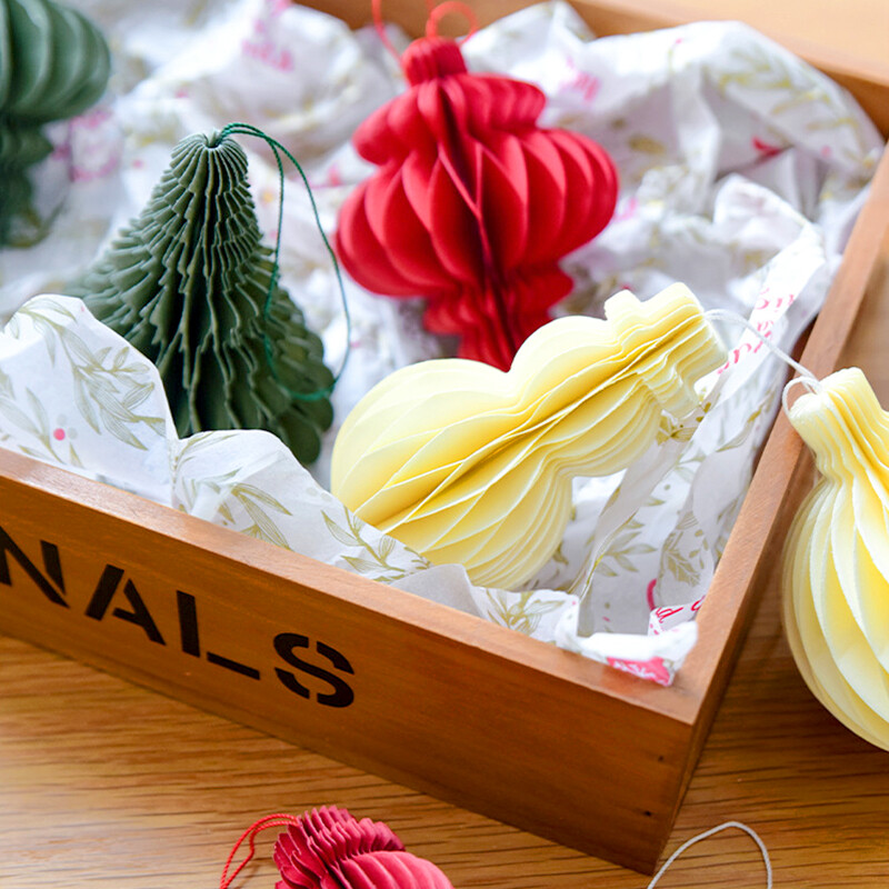 1 db karácsonyi papír méhsejt golyós medál karácsonyfára függő díszek üreges lámpás labda újévi Navidad ajándék otthoni dekoráció