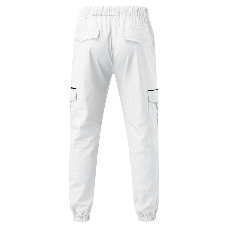 Több zsebes férfi tehernadrág 2024 nyári divat magas derekú alkalmi tehernadrág egyszínű sportos nadrág férfi overál