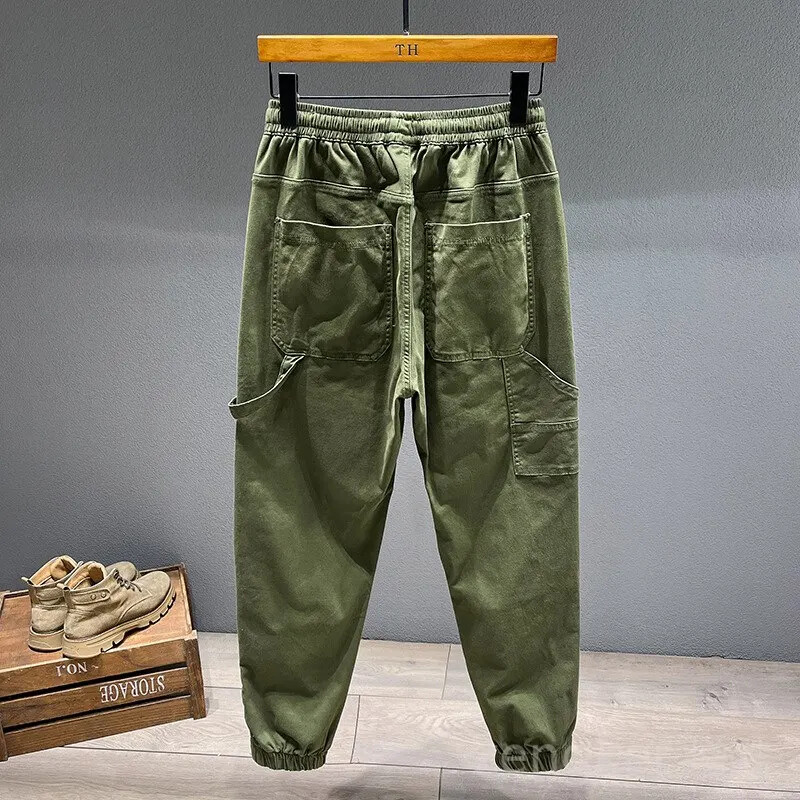 Őszi Harun nadrág férfi molett trend húzózsinóros nadrág sport nadrág Több zsebes munkanadrág Pamut 7XL 8XL