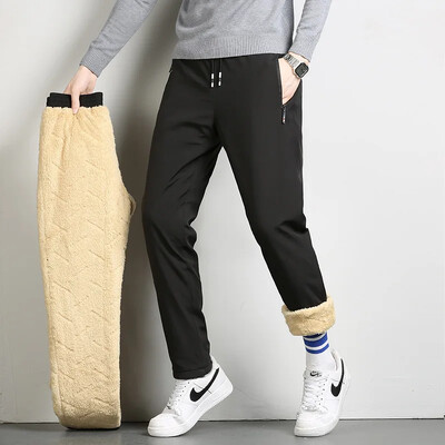 Ανδρικό παντελόνι χιονιού με χειμωνιάτικη επένδυση Fleece Εξωτερικό παντελόνι με μάτσες ποδιών Αντιανεμικό παντελόνι από ζεστό βαμβακερό βαμβάκι