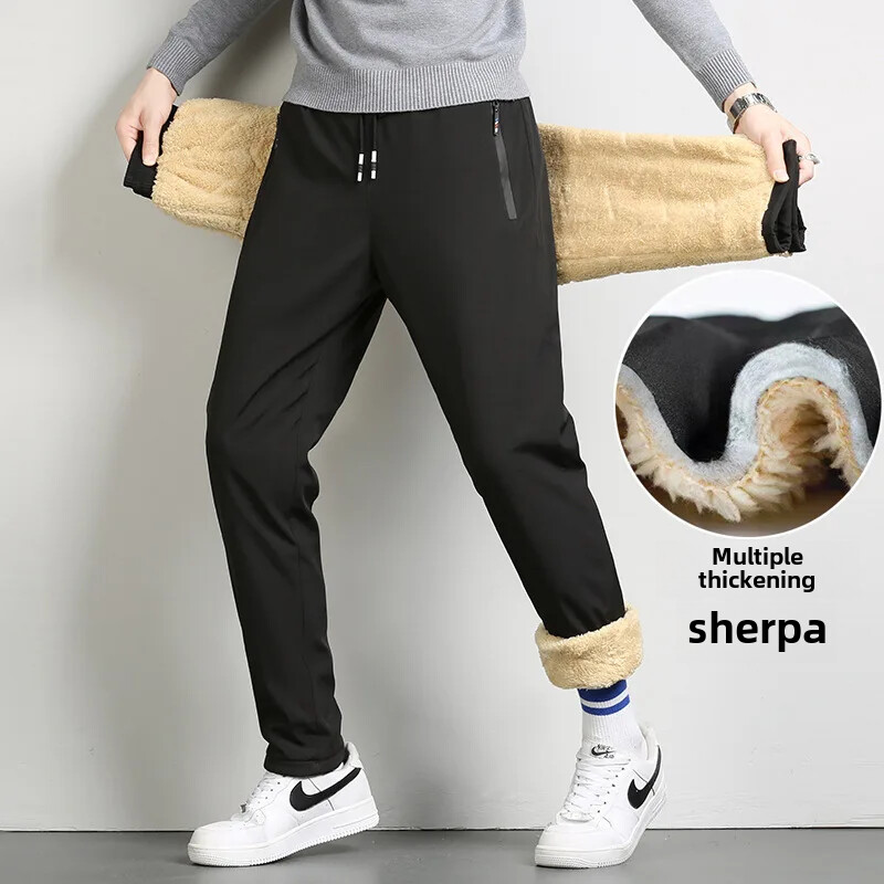 Ανδρικό παντελόνι χιονιού με χειμωνιάτικη επένδυση Fleece Εξωτερικό παντελόνι με μάτσες ποδιών Αντιανεμικό παντελόνι από ζεστό βαμβακερό βαμβάκι