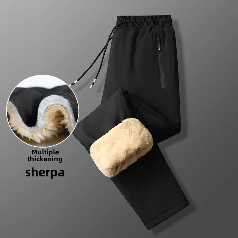 Ανδρικό παντελόνι χιονιού με χειμωνιάτικη επένδυση Fleece Εξωτερικό παντελόνι με μάτσες ποδιών Αντιανεμικό παντελόνι από ζεστό βαμβακερό βαμβάκι