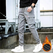 Rudens ir žiemos naujos vyriškos pliušinės laisvalaikio kelnės Madingos firminės laisvos pliušinės, storos, elastinės sportinės kelnės