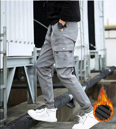 Rudens ir žiemos naujos vyriškos pliušinės laisvalaikio kelnės Madingos firminės laisvos pliušinės, storos, elastinės sportinės kelnės