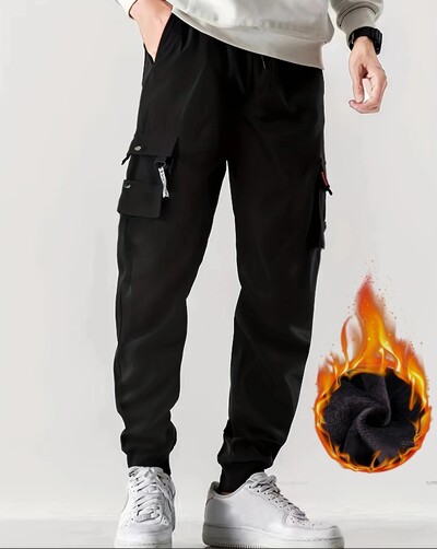 Rudens ir žiemos naujos vyriškos pliušinės laisvalaikio kelnės Madingos firminės laisvos pliušinės, storos, elastinės sportinės kelnės