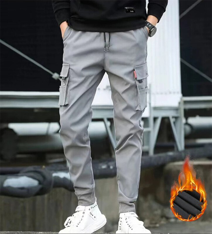 Rudens ir žiemos naujos vyriškos pliušinės laisvalaikio kelnės Madingos firminės laisvos pliušinės, storos, elastinės sportinės kelnės
