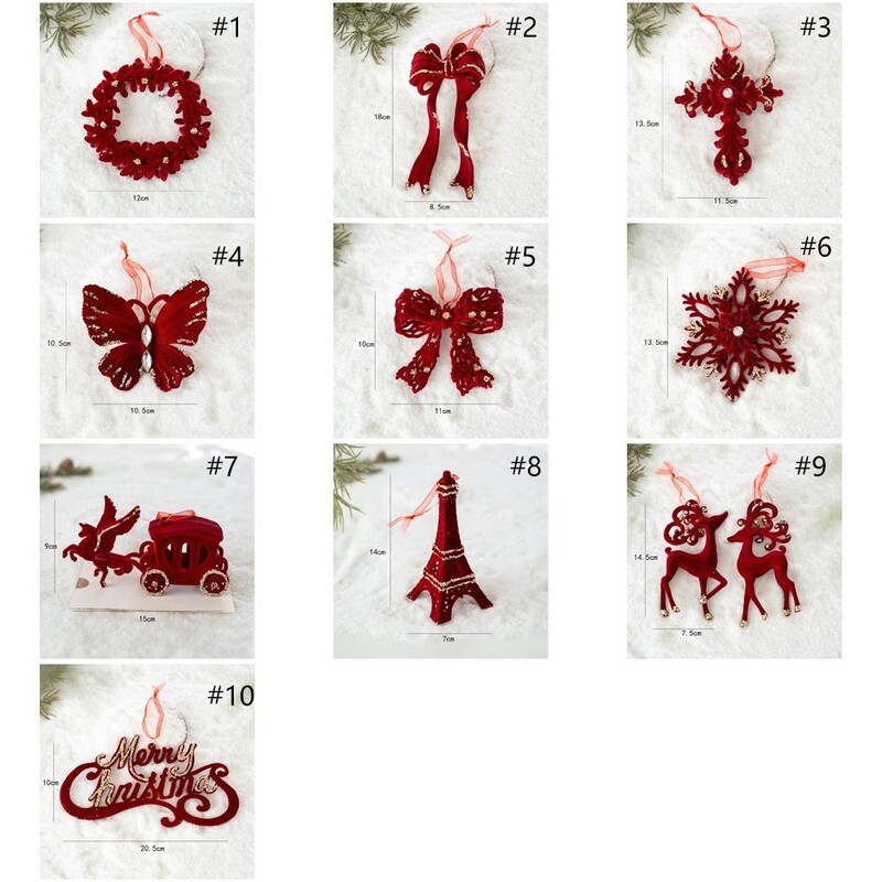 Borvörös karácsonyi hóesés szarvas medál csapkodó karikatúra karácsonyfa függő díszek Elegáns koszorú pillangó csomó jávorszarvas