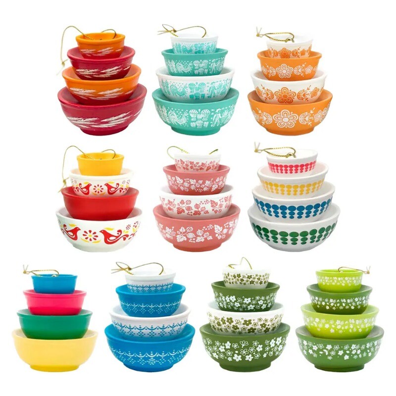 Χριστουγεννιάτικα μπολ στοίβαξης Στολίδι Ρετρό μπολ με φωλιά Χριστουγεννιάτικο δέντρο Κρεμαστό μενταγιόν μινιατούρα ρητίνης για διακόσμηση κουζινών