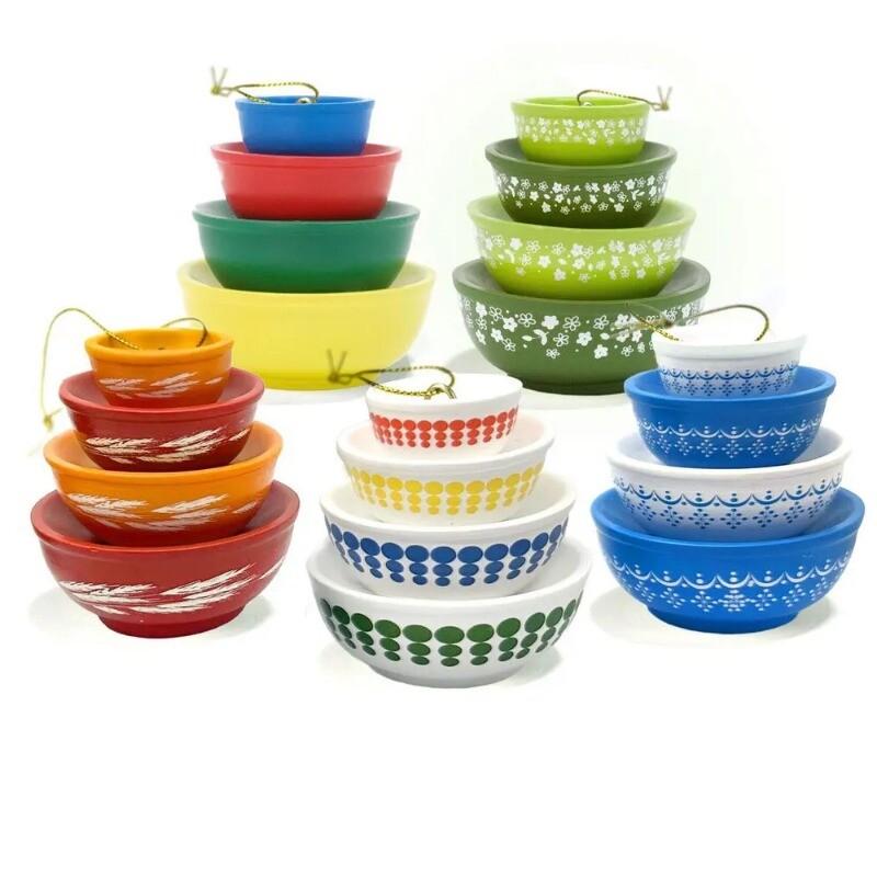 Χριστουγεννιάτικα μπολ στοίβαξης Στολίδι Ρετρό μπολ με φωλιά Χριστουγεννιάτικο δέντρο Κρεμαστό μενταγιόν μινιατούρα ρητίνης για διακόσμηση κουζινών