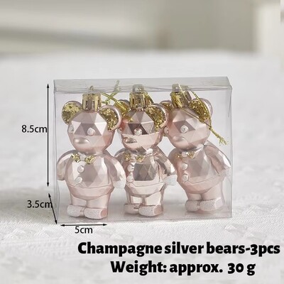 1 Σετ Ασημί γκρι Χριστουγεννιάτικες ζωγραφισμένες μπάλες Διακοσμήσεις Χριστουγεννιάτικο δέντρο Σαμπάνια Αρκουδάκι Μενταγιόν Εξοχικό Στολίδι για πάρτι