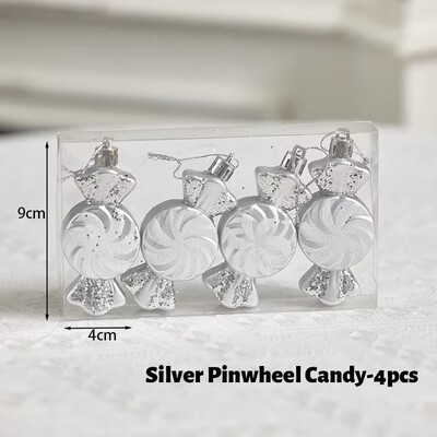 1 Σετ Ασημί γκρι Χριστουγεννιάτικες ζωγραφισμένες μπάλες Διακοσμήσεις Χριστουγεννιάτικο δέντρο Σαμπάνια Αρκουδάκι Μενταγιόν Εξοχικό Στολίδι για πάρτι