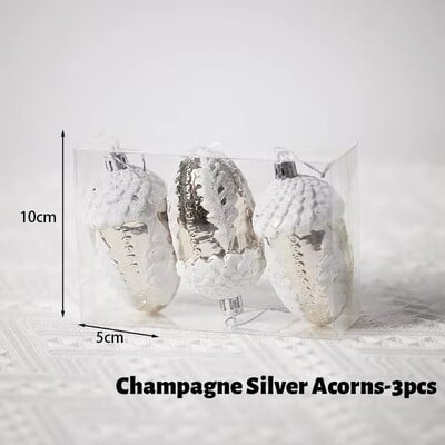 1 Σετ Ασημί γκρι Χριστουγεννιάτικες ζωγραφισμένες μπάλες Διακοσμήσεις Χριστουγεννιάτικο δέντρο Σαμπάνια Αρκουδάκι Μενταγιόν Εξοχικό Στολίδι για πάρτι