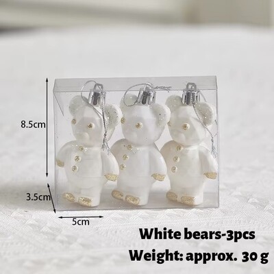 1 Σετ Ασημί γκρι Χριστουγεννιάτικες ζωγραφισμένες μπάλες Διακοσμήσεις Χριστουγεννιάτικο δέντρο Σαμπάνια Αρκουδάκι Μενταγιόν Εξοχικό Στολίδι για πάρτι