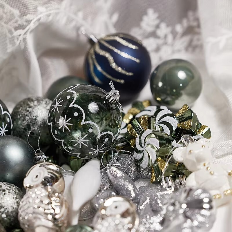 1 Σετ Ασημί γκρι Χριστουγεννιάτικες ζωγραφισμένες μπάλες Διακοσμήσεις Χριστουγεννιάτικο δέντρο Σαμπάνια Αρκουδάκι Μενταγιόν Εξοχικό Στολίδι για πάρτι