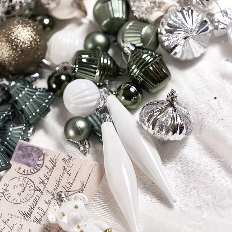 1 Σετ Ασημί γκρι Χριστουγεννιάτικες ζωγραφισμένες μπάλες Διακοσμήσεις Χριστουγεννιάτικο δέντρο Σαμπάνια Αρκουδάκι Μενταγιόν Εξοχικό Στολίδι για πάρτι