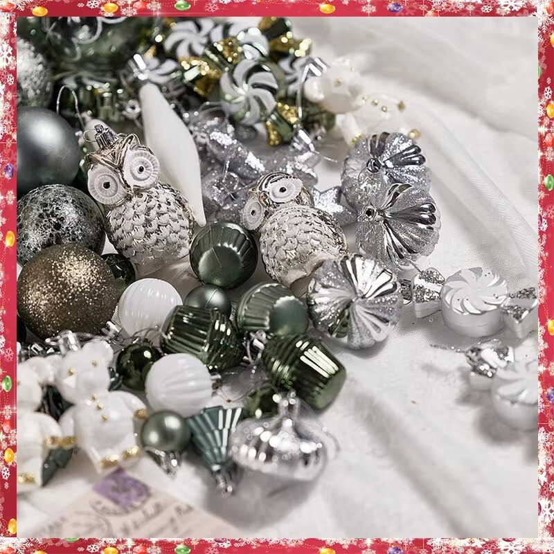 1 Σετ Ασημί γκρι Χριστουγεννιάτικες ζωγραφισμένες μπάλες Διακοσμήσεις Χριστουγεννιάτικο δέντρο Σαμπάνια Αρκουδάκι Μενταγιόν Εξοχικό Στολίδι για πάρτι