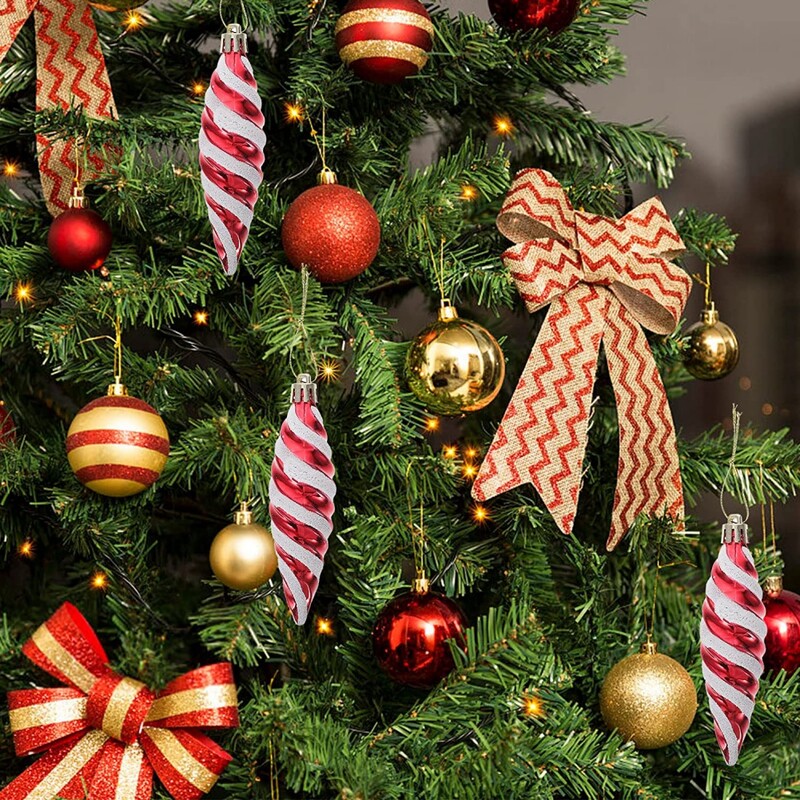 Kalėdinių papuošalų rinkinys 11 cm plastikinis, nedūžtantis kalėdinis pakabinamas papuošalas, skirtas Kalėdų eglutei namų vakarėlio dekoravimui