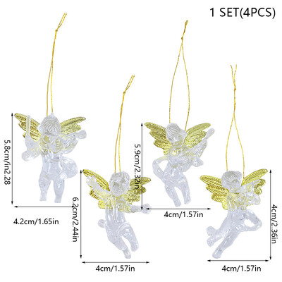 4 τμχ/σετ Χριστουγεννιάτικα στολίδια αγγέλου με χρυσό χριστουγεννιάτικο δέντρο κρεμαστά μενταγιόν 2025 Πρωτοχρονιά Δώρα Navidad Διακόσμηση σπιτιού