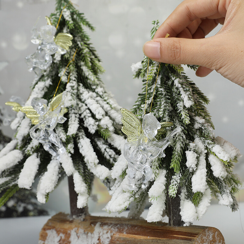 4 τμχ/σετ Χριστουγεννιάτικα στολίδια αγγέλου με χρυσό χριστουγεννιάτικο δέντρο κρεμαστά μενταγιόν 2025 Πρωτοχρονιά Δώρα Navidad Διακόσμηση σπιτιού