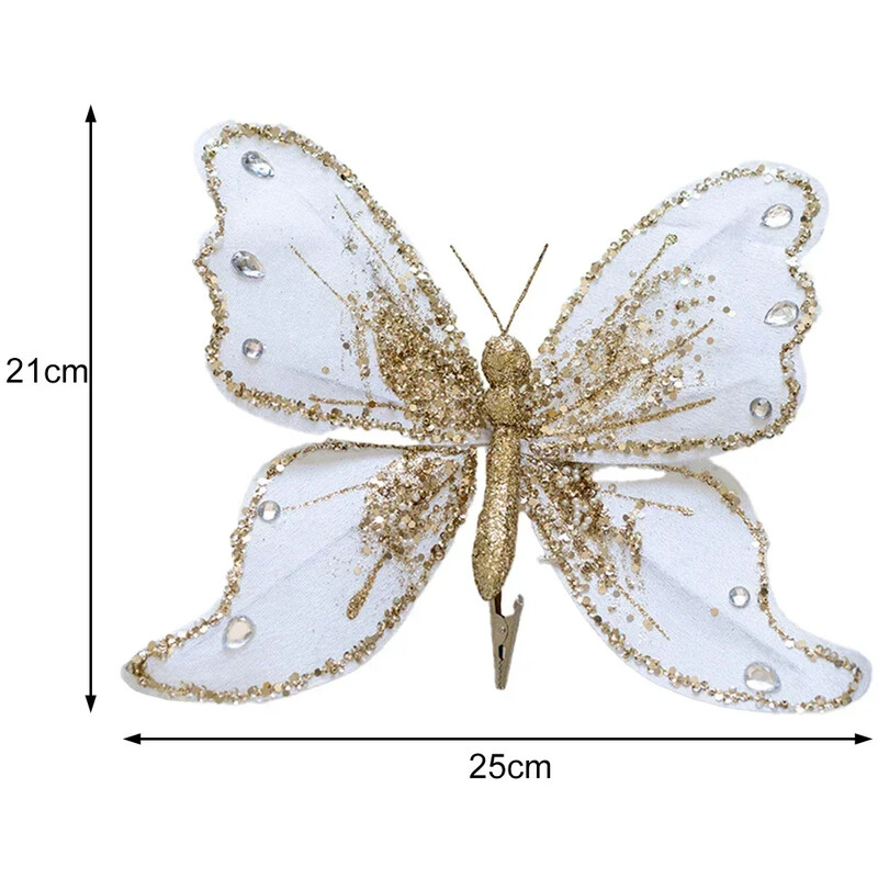 Χριστουγεννιάτικο Glitter Πεταλούδα Στολίδι Με Κλιπ Προσομοίωσης Πεταλούδα Διακοσμήσεις Χριστουγεννιάτικων Δέντρων Πρωτοχρονιάτικα Στολίδια για το σπίτι