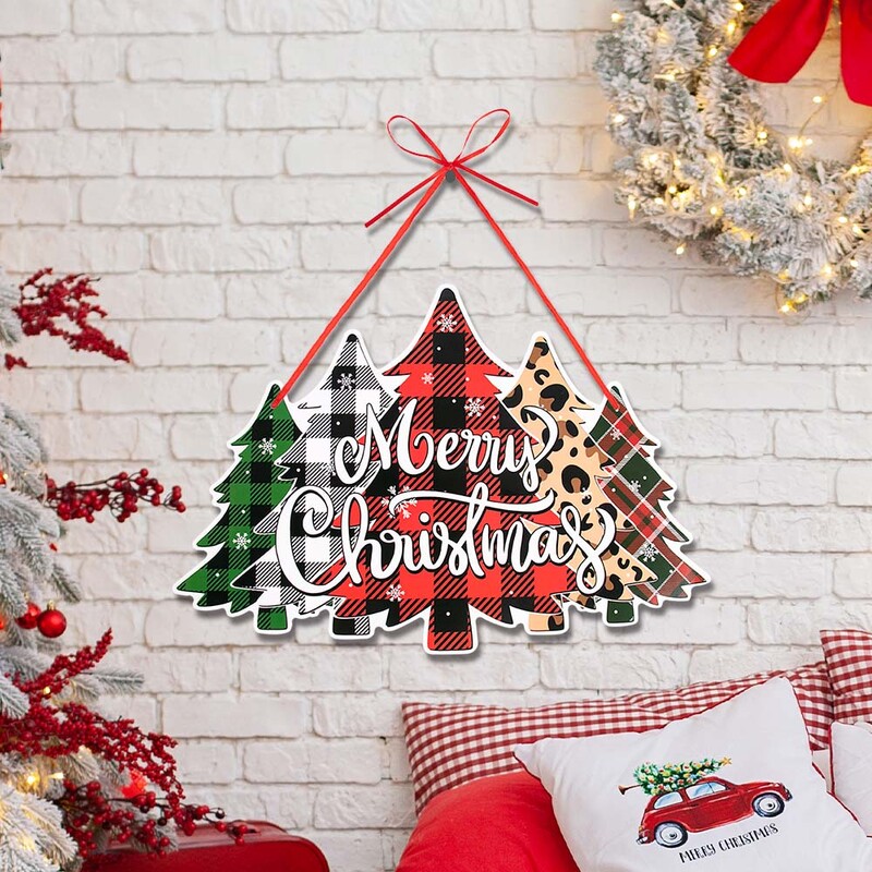 Decor de Crăciun de Crăciun Pandantive pentru uși Hârtie Moș Crăciun Păpușă fără chip Semn de bun venit Ornament de agățat Petrecere de Anul Nou Cadou de Crăciun Noel 2024