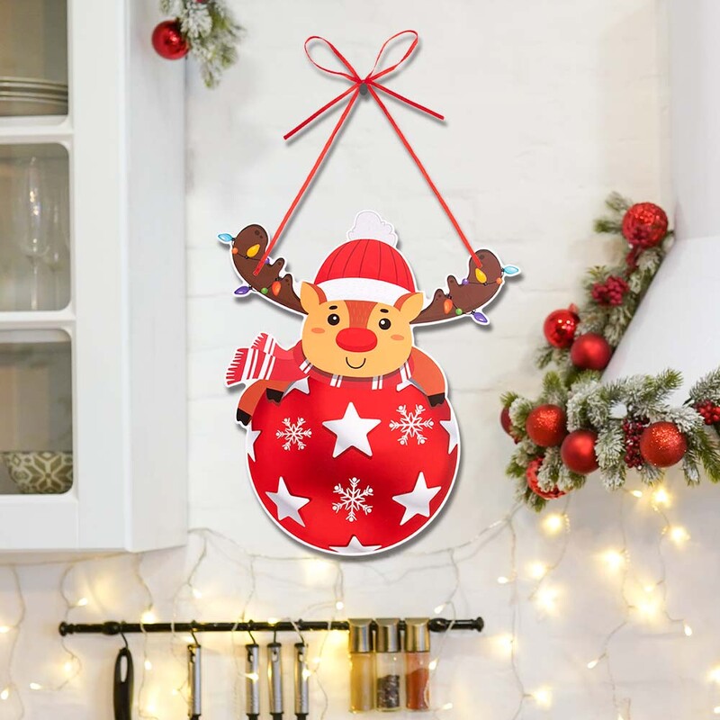 Decor de Crăciun de Crăciun Pandantive pentru uși Hârtie Moș Crăciun Păpușă fără chip Semn de bun venit Ornament de agățat Petrecere de Anul Nou Cadou de Crăciun Noel 2024