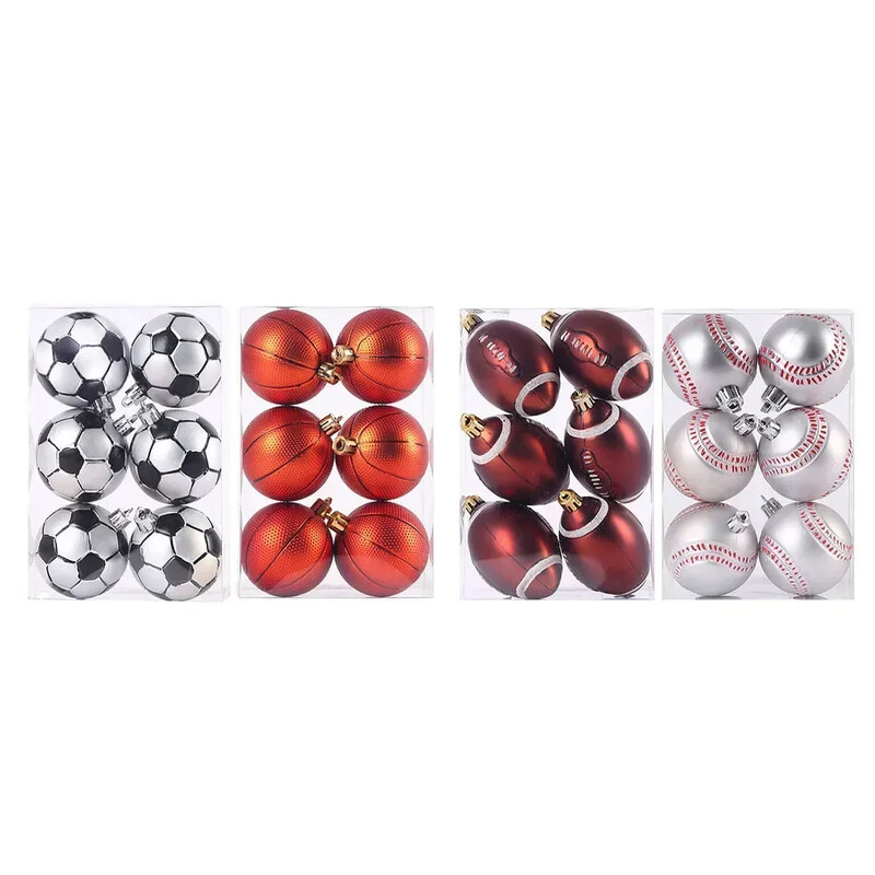 6 τμχ Χριστουγεννιάτικη μπάλα ποδοσφαίρου μπάσκετ Μπέιζμπολ Στολίδι Κρεμαστό χριστουγεννιάτικο δέντρο Διακόσμηση εσωτερικού χώρου 6cm