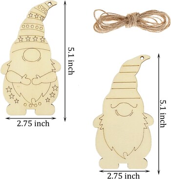 1 комплект/8 бр. Недовършени коледни декорации Дървено джудже Елф Висящо украшение Коледна елха Направи си сам Рисуване Графити Детска играчка Подаръци