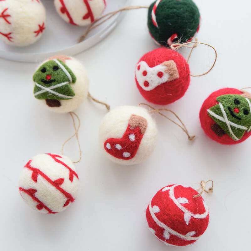 Karácsonyfadísz golyós medál gyapjú filc hópehely Karácsonyi dekoráció Karácsonyi levelek Karácsonyi bál ajándékcsomag