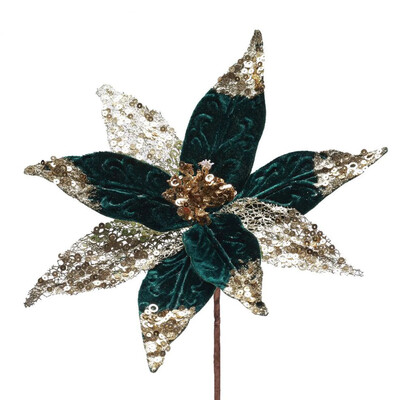 1 τμχ 30 εκ. Χριστουγεννιάτικο λουλούδι Poinsettia Glitter Χριστουγεννιάτικο δέντρο Πράσινο λουλούδι Κρεμαστό στολίδι για το Navidad 2025 Πρωτοχρονιάτικα δώρα