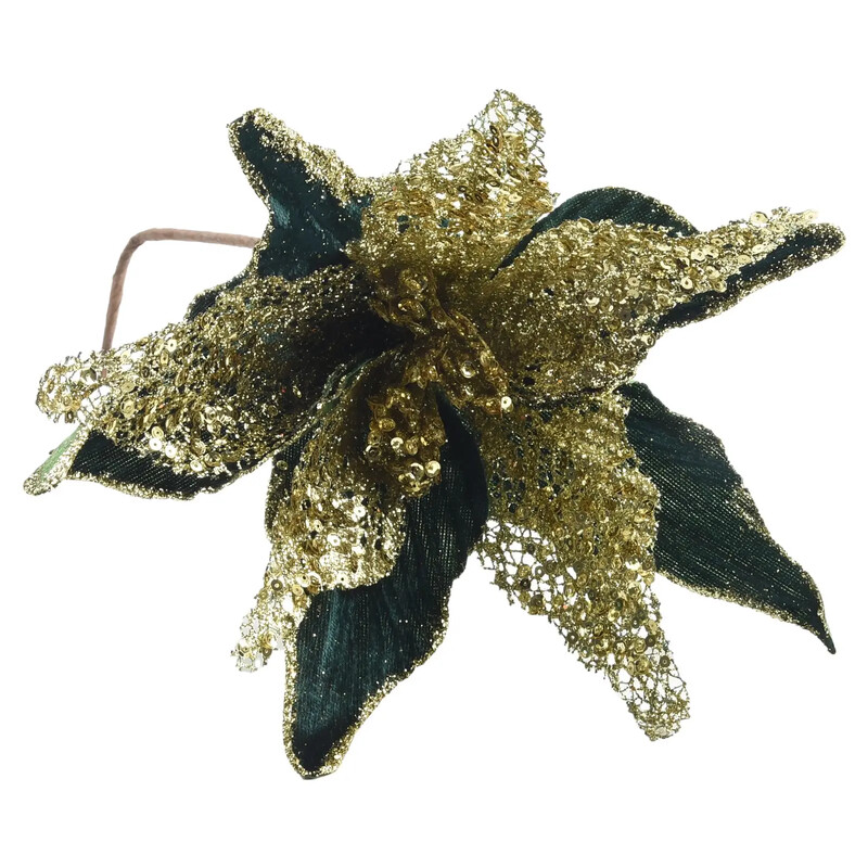 1 τμχ 30 εκ. Χριστουγεννιάτικο λουλούδι Poinsettia Glitter Χριστουγεννιάτικο δέντρο Πράσινο λουλούδι Κρεμαστό στολίδι για το Navidad 2025 Πρωτοχρονιάτικα δώρα