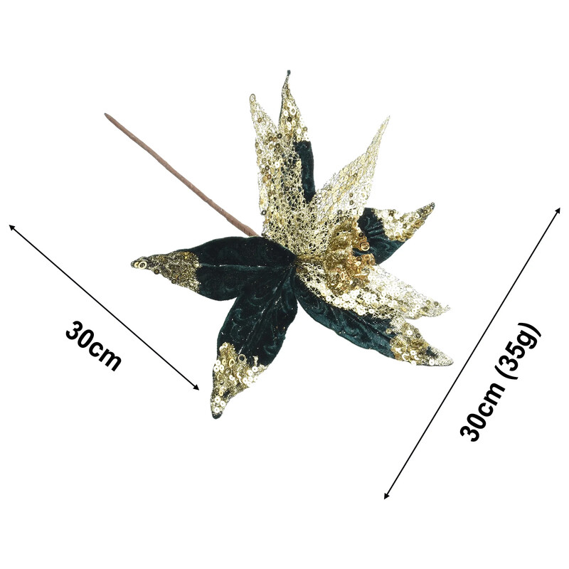 1 τμχ 30 εκ. Χριστουγεννιάτικο λουλούδι Poinsettia Glitter Χριστουγεννιάτικο δέντρο Πράσινο λουλούδι Κρεμαστό στολίδι για το Navidad 2025 Πρωτοχρονιάτικα δώρα