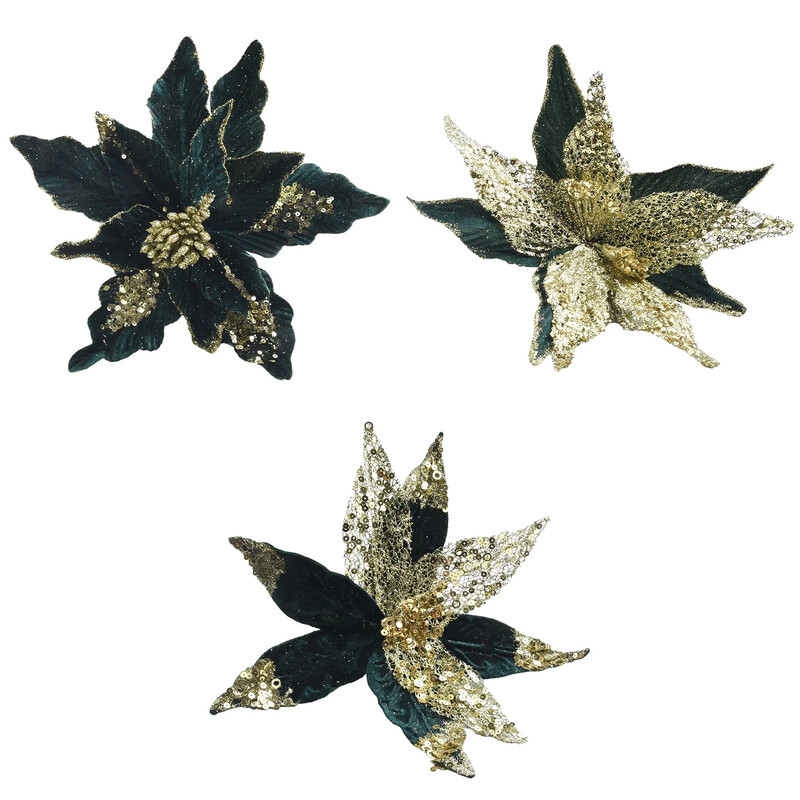 1 τμχ 30 εκ. Χριστουγεννιάτικο λουλούδι Poinsettia Glitter Χριστουγεννιάτικο δέντρο Πράσινο λουλούδι Κρεμαστό στολίδι για το Navidad 2025 Πρωτοχρονιάτικα δώρα