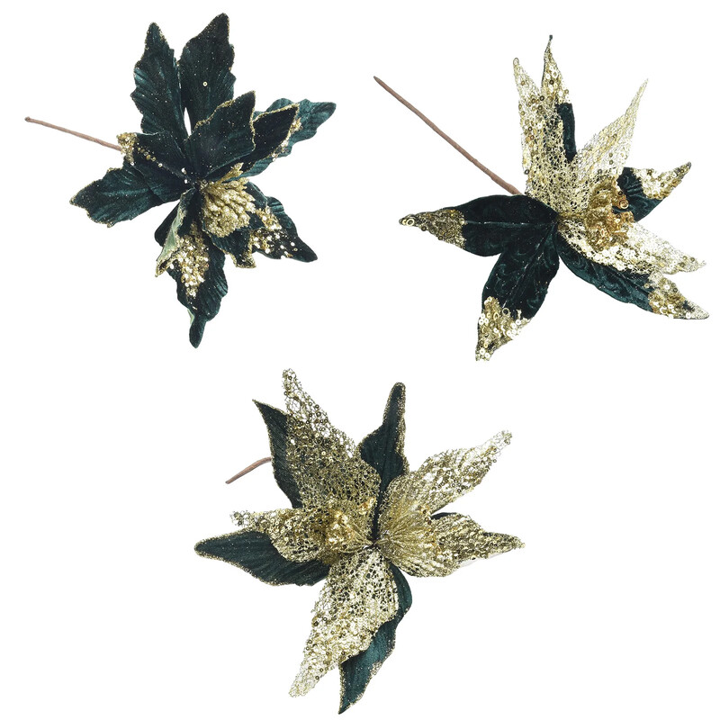 1 τμχ 30 εκ. Χριστουγεννιάτικο λουλούδι Poinsettia Glitter Χριστουγεννιάτικο δέντρο Πράσινο λουλούδι Κρεμαστό στολίδι για το Navidad 2025 Πρωτοχρονιάτικα δώρα