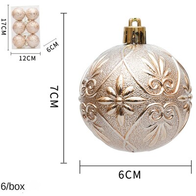 6 τεμάχια/Κουτί ηλεκτρολυμένη πλαστική μπάλα στολίδι Χριστουγεννιάτικου δέντρου DIY Χειροτεχνίες ζωγραφισμένες Πλαστικά Χριστουγεννιάτικα Δώρα Κουτιά Κρεμαστό κρεμαστό κόσμημα