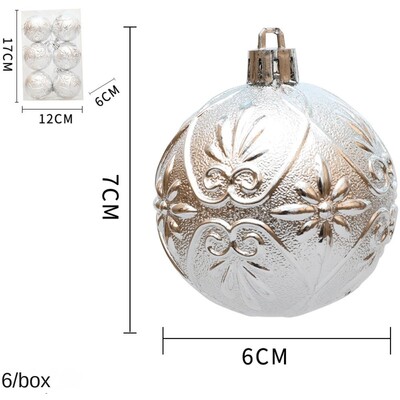 6 τεμάχια/Κουτί ηλεκτρολυμένη πλαστική μπάλα στολίδι Χριστουγεννιάτικου δέντρου DIY Χειροτεχνίες ζωγραφισμένες Πλαστικά Χριστουγεννιάτικα Δώρα Κουτιά Κρεμαστό κρεμαστό κόσμημα
