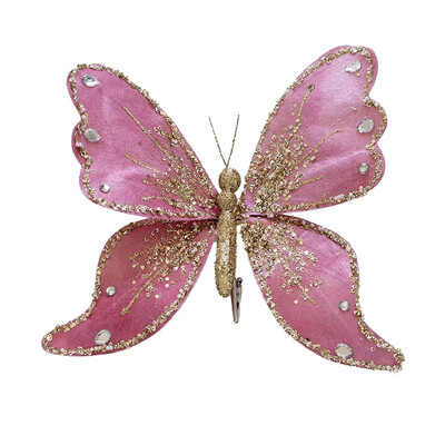 21*25cm Daugiaspalvis Kalėdų eglutės papuošimas Kalėdų drugelio aukso pudros vakarėlio reikmenys Audinys blizgantis drugelis