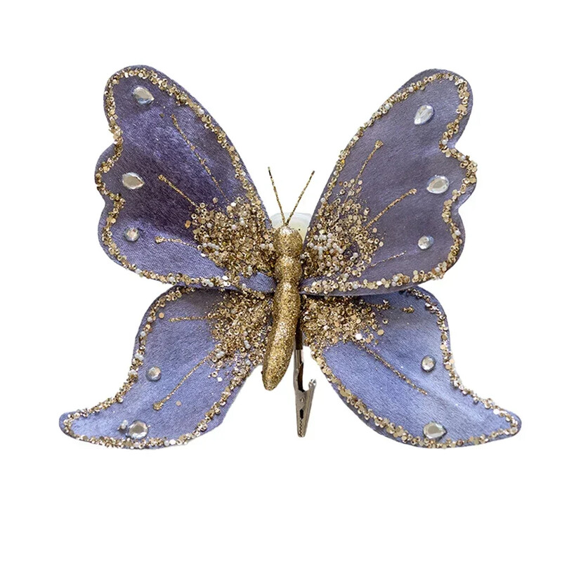 21*25cm Daugiaspalvis Kalėdų eglutės papuošimas Kalėdų drugelio aukso pudros vakarėlio reikmenys Audinys blizgantis drugelis