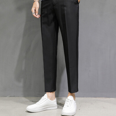 Νέο παντελόνι 2023 Slim Fit Nine Piece Suit για Ανδρικό καλοκαιρινό Ice Silk Nugget Sagging Straight Tube Παντελόνι Casual Μονόχρωμο Formal M